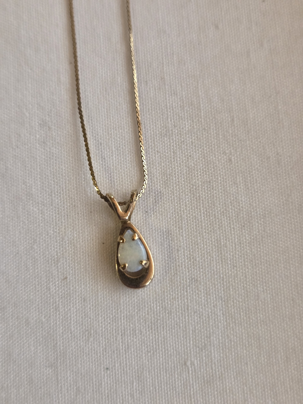 Gold Opal Teardrop Pendant Necklace - Women's Jewelry